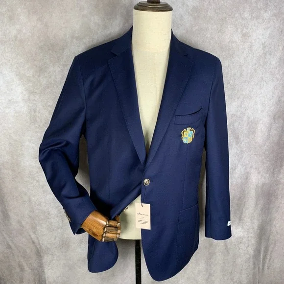 Peter Millar Blazer Jacket Men Large Navy Regular Preppy Unlined Sport Coat NEW